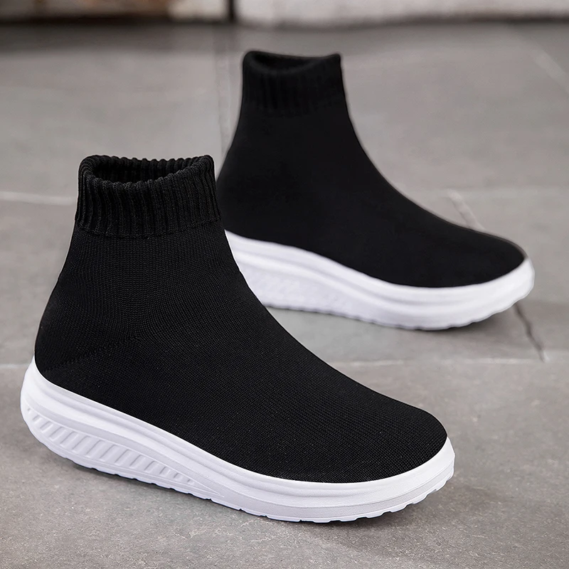 High-top Sock Sneakers Men Trendy Hip-hop Sports Shoes Women Mesh Breathable Jogging Shoes Oversize Walking Shoes Male Footwear