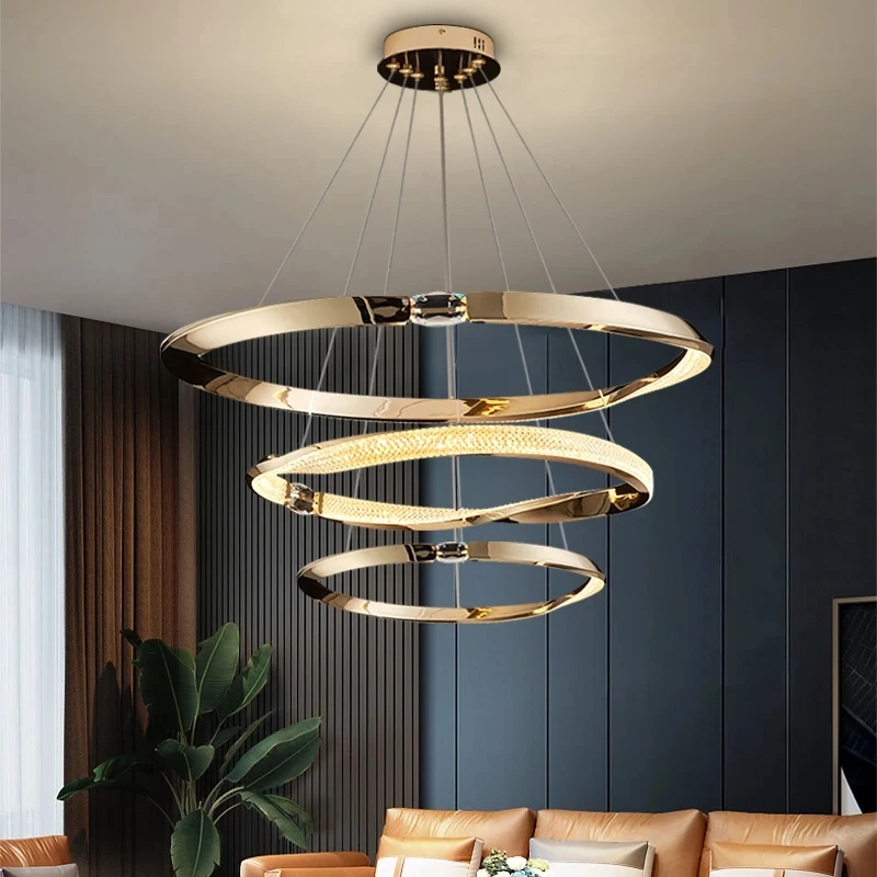 

Modern LED crystal chandelier creative chandelier for living room home decoration circular black/gold chandelier