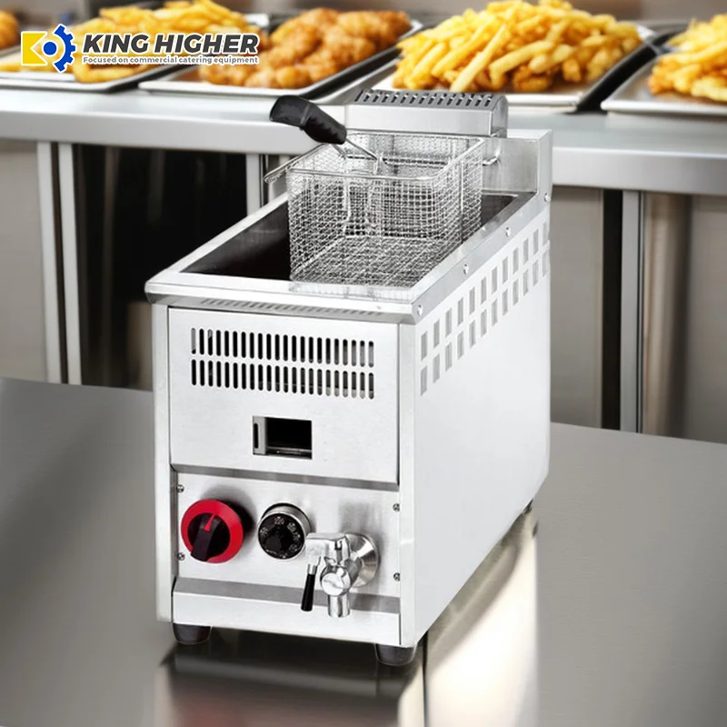 

Commercial Gas Deep Fryer Machine Single Tank For Fried Chicken & French Fries For Restaurants Hotels Home Use Food Shops