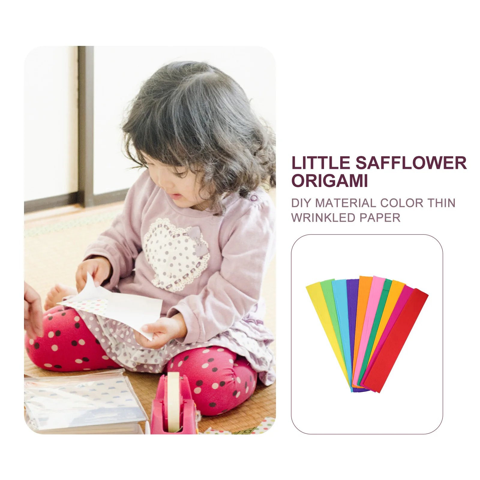 

100 Sheets Crepe Paper Set Assorted Colors for DIY Handmade Flower Crafts Paper Crinkled Folding Craft Material for Kids