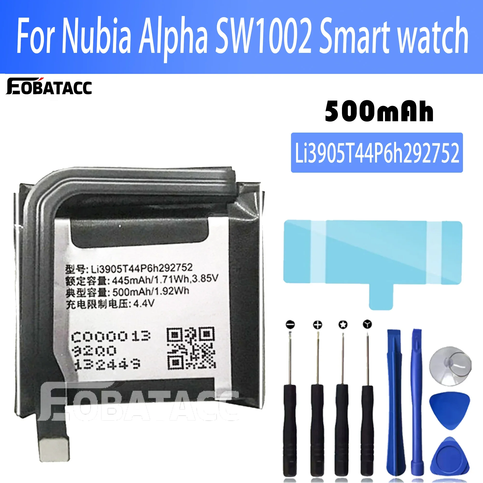 100% New Original Battery Li3905T44P6h292752 For Nubia Alpha SW1002 Smart watch Battery + Free Tools