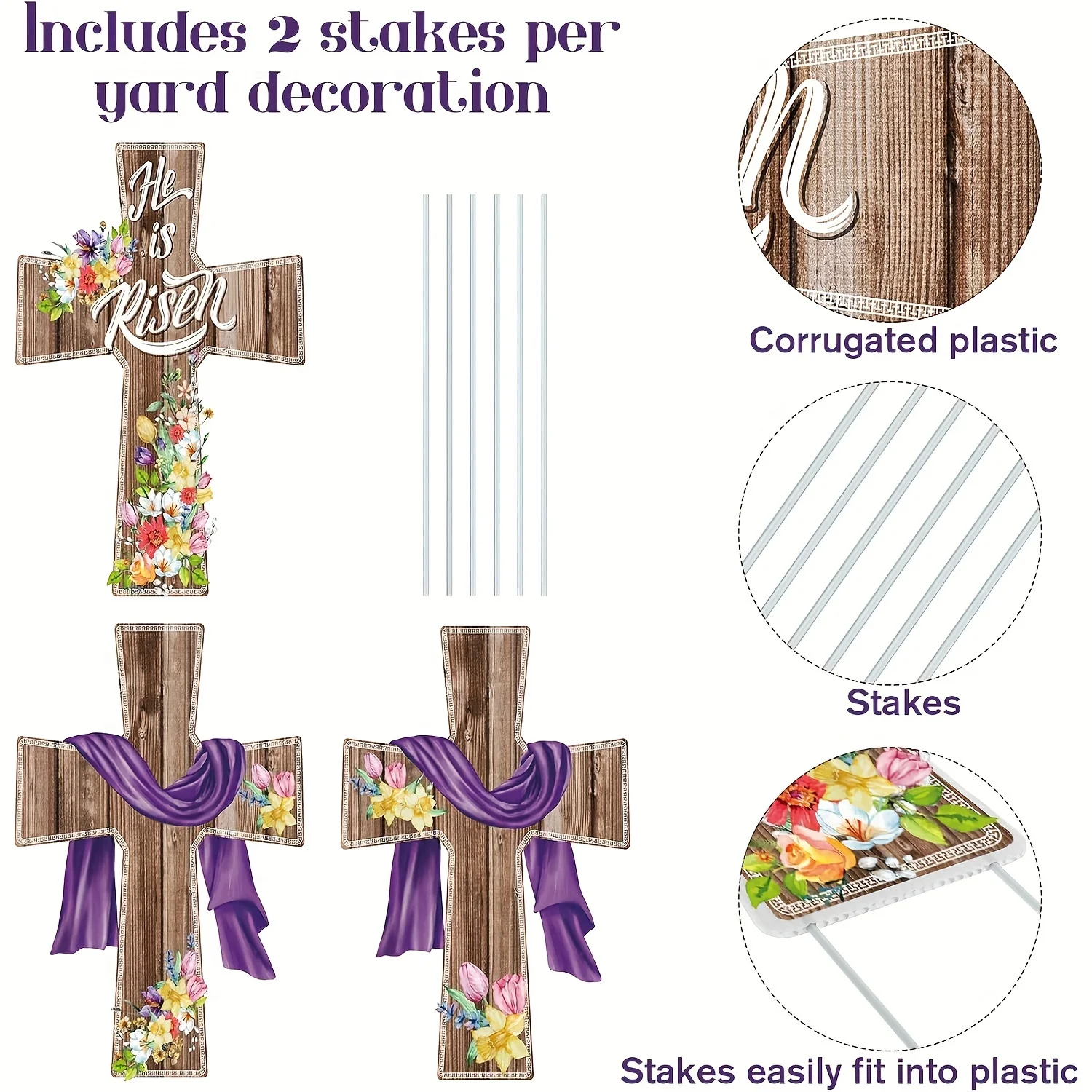 3 قطعة زينة عيد الفصح علامات عيد الفصح لساحة هو صعود علامة الدينية ساحة عيد الفصح تسجيل عيد الفصح الزينة في الهواء الطلق مقاوم للماء