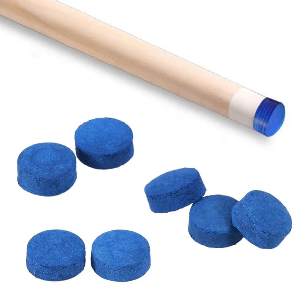 20PCS 10/12/13MM Pool Cue Leather Tips Thin Monolayer Blue Leather Head With Moisture-Proof Powder Billiards Accessories