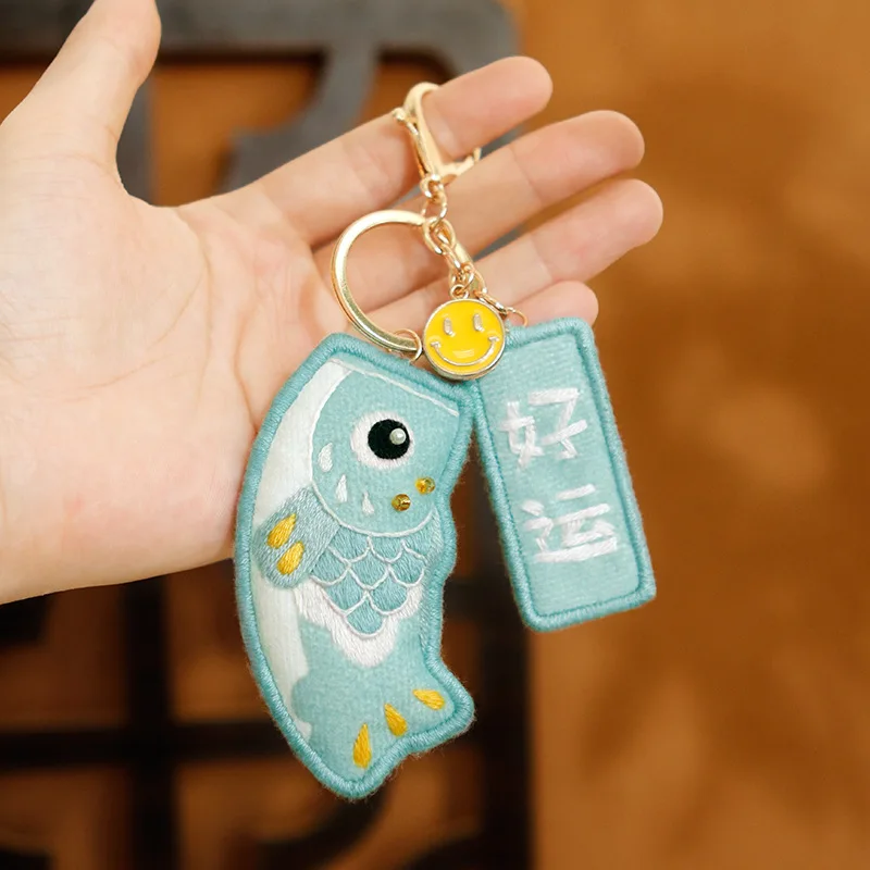 Koi Keychain DIY Sachet Embroidery Material Pack Cross Stitch Handwork Sachet Printing Sachets Festival Gift Pendant Gift