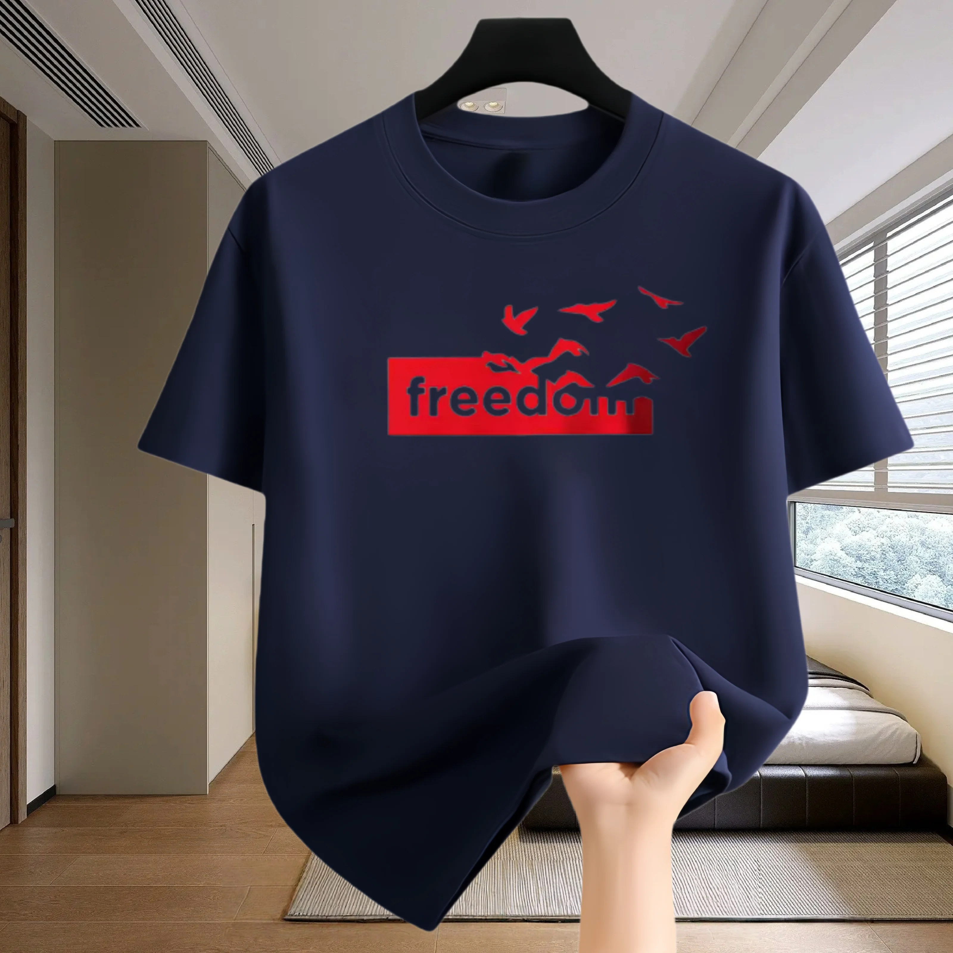 Men's T-shirt with print - casual sports top for outdoor jogging and marathon. Summer 2026 quick-drying mesh T-shirt for cycling