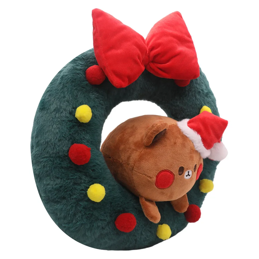 Natal Cosplay Plush Toys, Wreath Bear, Cartoon Soft Stuffed Dolls, Mascote Aniversário, Xmas Gifts for Kids, Adulto