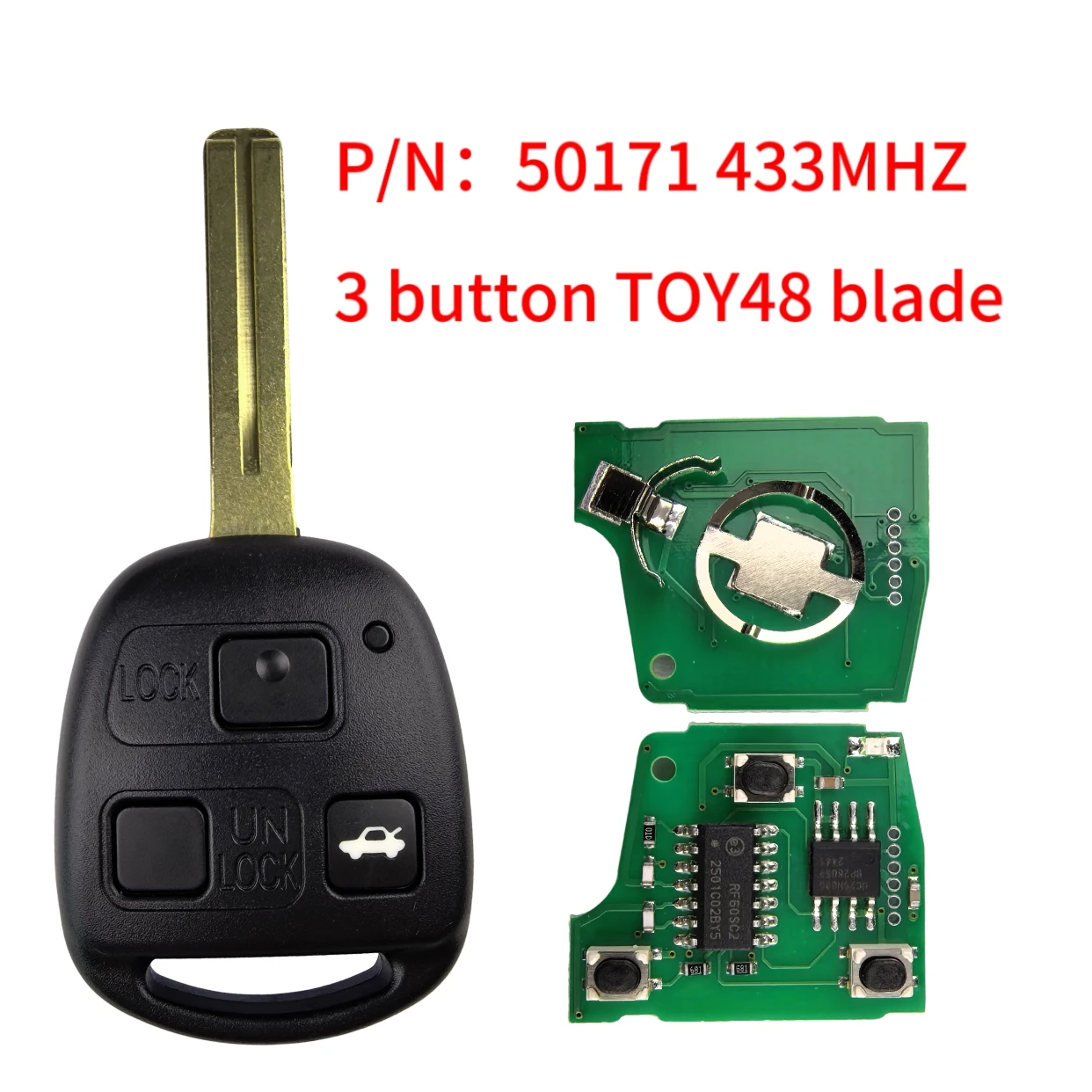 Jingxin 50171 Für Toyota Prado 120 RAV4 Kluger Previa FJ Cruiser Land Cruiser 100 Fernbedienungsschlüssel 433MHz 4D67/4D68 Chip 2/3 Tasten – Detail 2