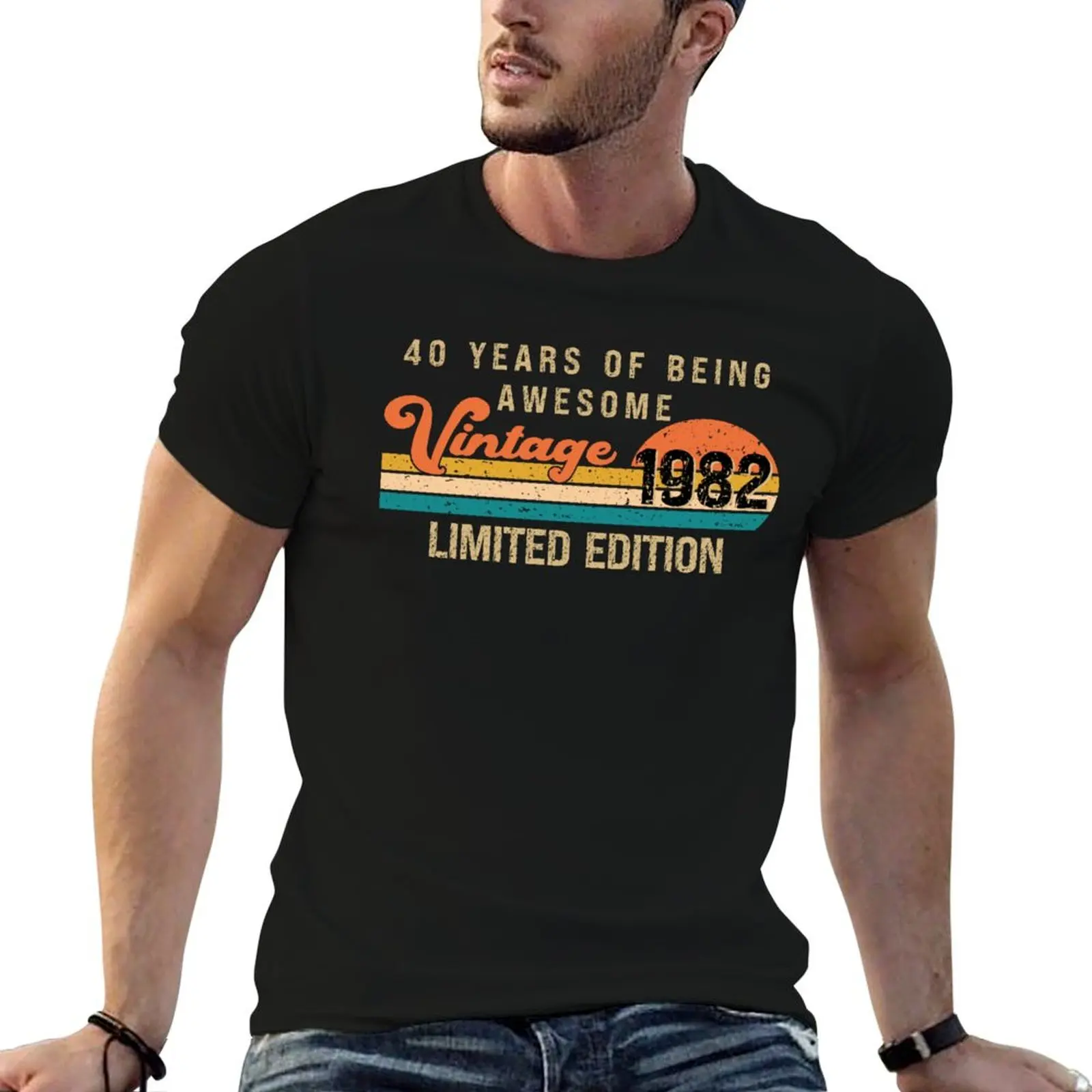 

1982 t Birthday Style Limited cotton Edition T-Shirt - shirt Retro t Sunset man cotton shirts for man Vintage 40th