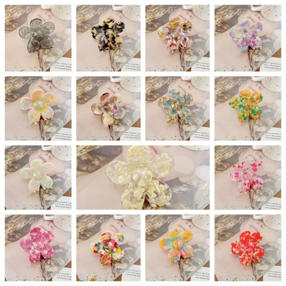 Multicolor Acetic Acid Hair Claw Korean Style Small Size Flower Hair Crab Clip Hair Clip Hair Accessories Geometry Shark Clip