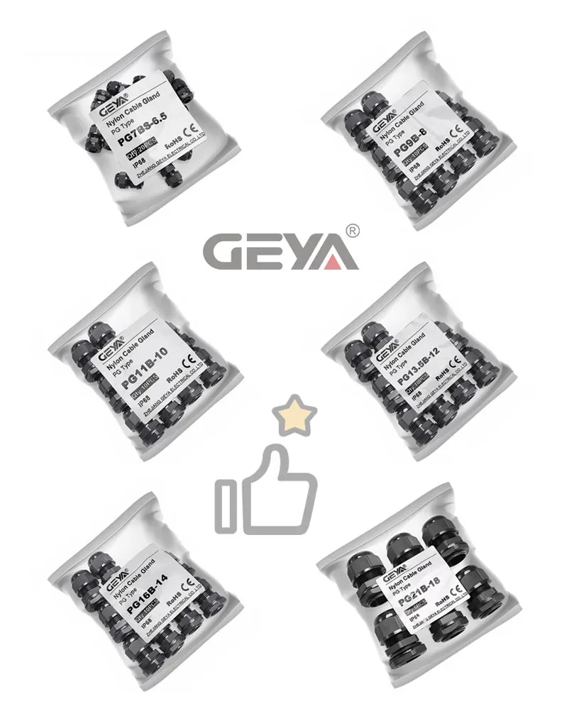 SALE GEYA Waterproof Cable Gland Cable Entry IP68 PG7 for 3-6.5mm PG9 PG11 PG13.5 PG16 PG21 Black Nylon Plastic Connector
