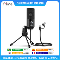 FIFINE USB Condenser Microphone with Gain Knob,Metal Recording Mic for Home Studio,Podcasting,Voice-over,Laptop,Windows -K669