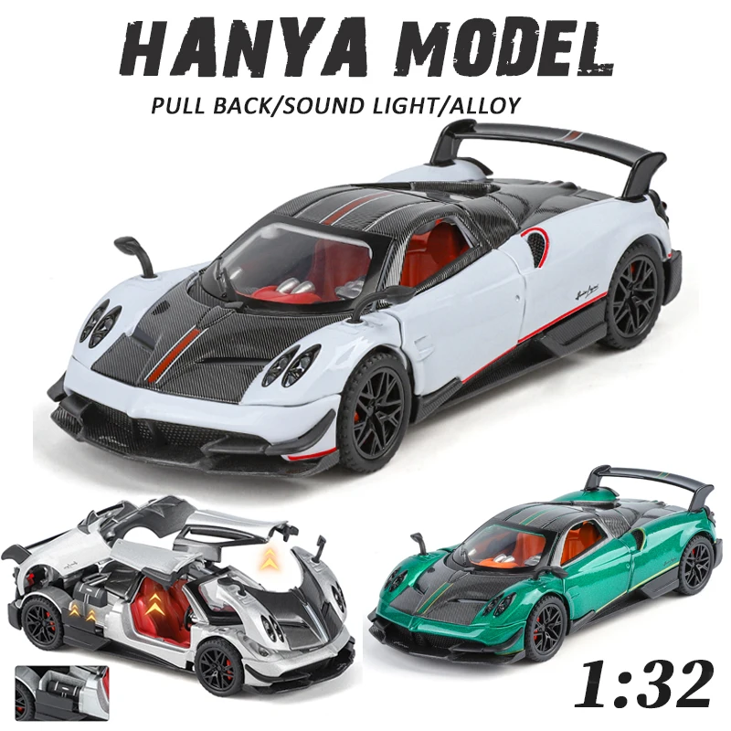 

1/32 Huayra BC Luxury Sports Car Diecast Metal Racing Vehicles Premium Model Simulation Sound Light Collection Birthday Toy Gift