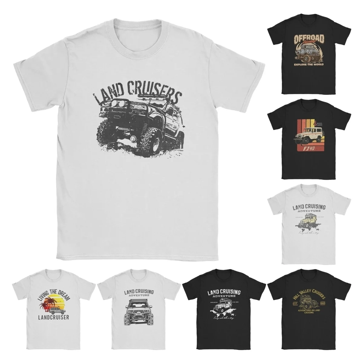 Land Car Cruiser J80 Road T-Shirt Men Vintage 80 Series Vintage Cotton Tee Round Neck Short Sleeve T Shirt New Arrival Tops