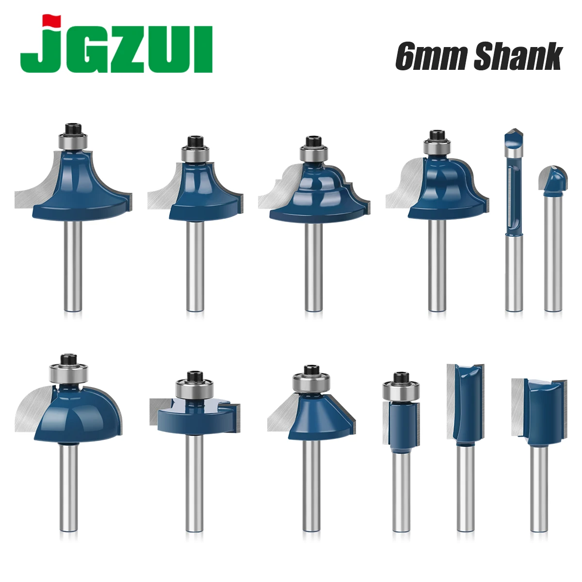 6mm Shank Router Bits Set Trimming Straight Round Corner Cove Box Chamfer Bits Milling Cutter Tungsten Carbide Woodworking Tools