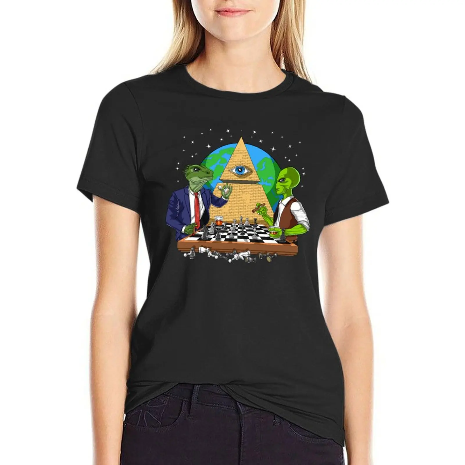 Alien Illuminati Conspiracy T-Shirt hippie clothes aesthetic clothes western t-shirt dress for Women