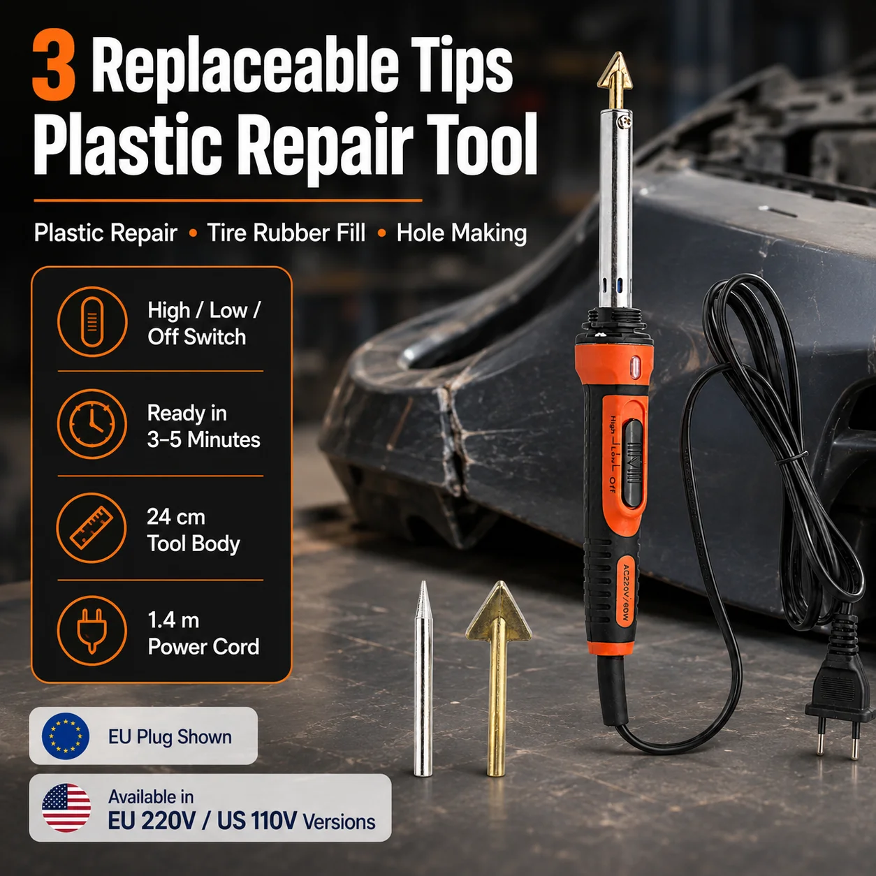 Plastic Welding Repair Car Bumper Repair Soldering Iron Kit Temperature Controlled Soldering StationRepair Ironing Tool