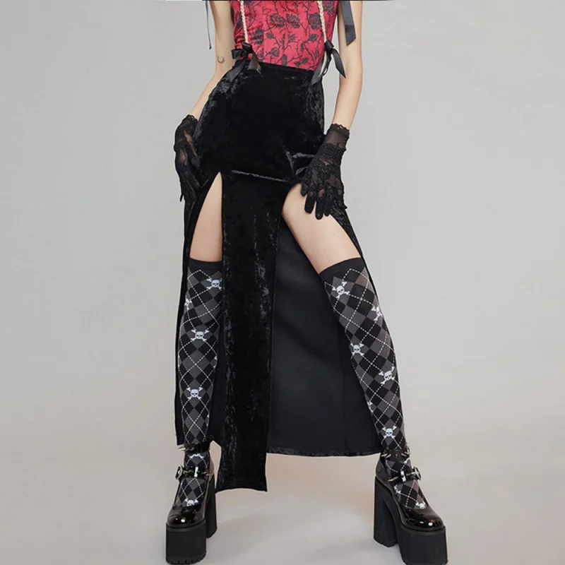 

Autumn and Winter New Women's Street Rock Style Sexy Split Halloween Half Skirt
