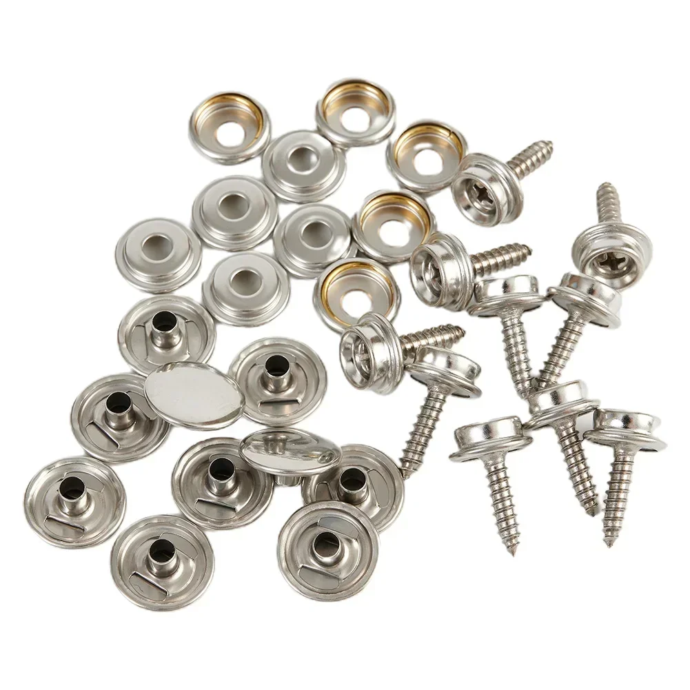 30 Pcs Snap Fastener Stainless Canvas Capos Screw Kit-Tent Marine Boat Canvas Covers Tool-Sockets Buttons Car Canopy Accessories