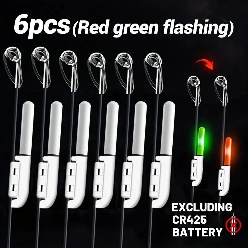 6pcs Fishing Rod Tip Lights, Color-changing Bite Indicators for Night Fishing, Hook Alert Function (batteries Not Included)