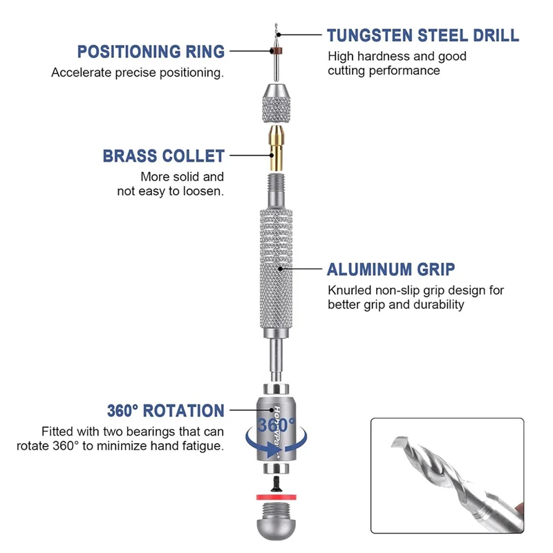 

Набор ручных сверл HRBAJ-10 шт., металлические мини-штыревые тиски, ручные сверла и 10 шт., цанговый патрон микротипа для изготовления ювелирных изделий, резьба