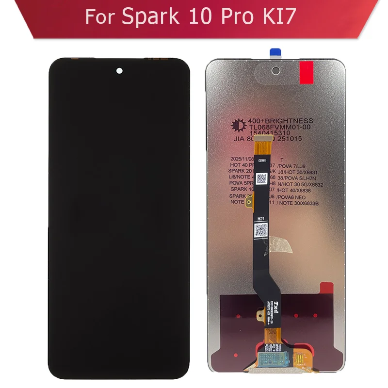 For Tecno Spark 10 Pro Ki7 LCD Display And Touch Screen Digitizer Assembly Replacement Phone Repair Parts