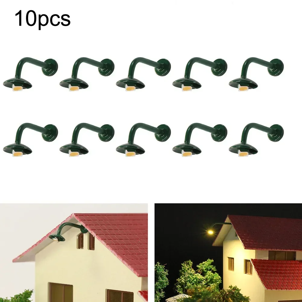 10pcs/set Complete Lamps 1:87 HO Scale Wall Lamps Outdoor Street Lamps 1-Lamp For H0 Houses Building Ornament