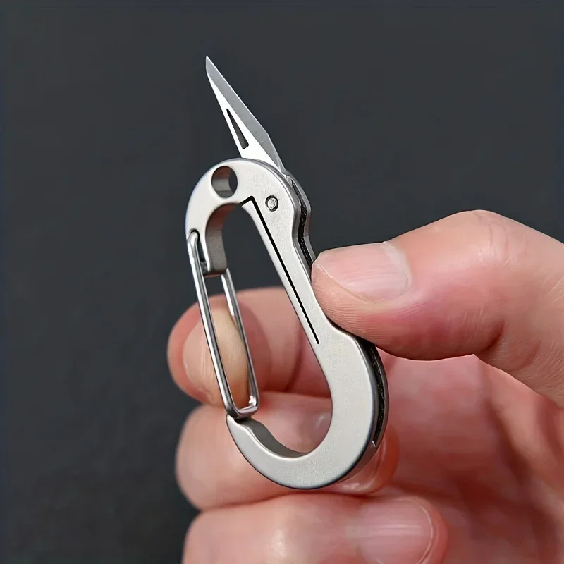 Outdoor Multi functional Mountaineering Buckle Stainless Steel Foldable Small Knife Aluminum Alloy Portable Safety Buckle