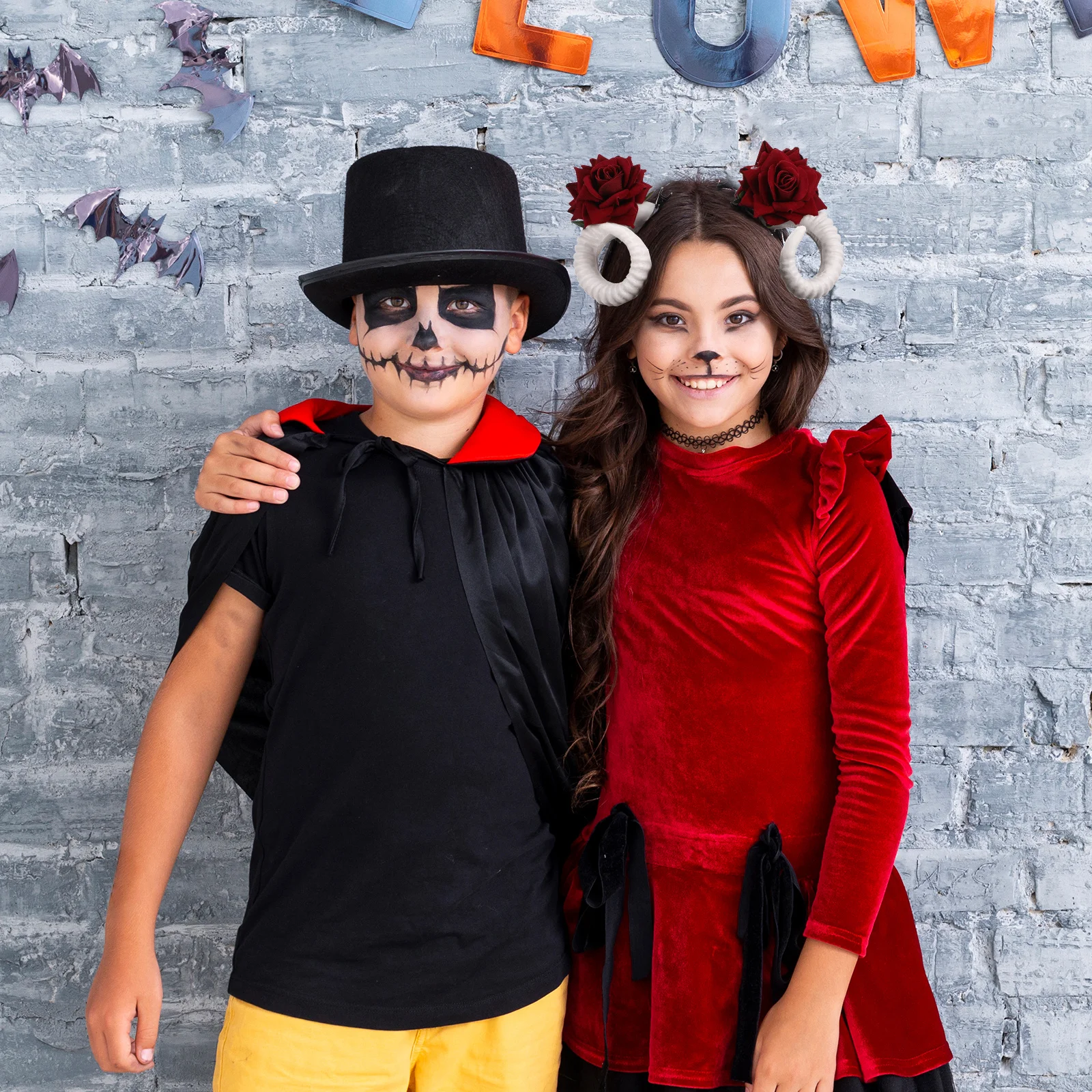 دبوس شعر فريد من نوعه على شكل قرون الأغنام وزهرة الورد خفيف الوزن ومتين للهالوين زي تنكري للحفلات DIY إكسسوار زينة للشعر #2