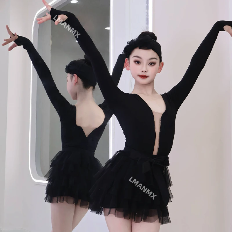 Nowa sukienka do tańca latynoamerykańskiego 2025, dziewczęca sukienka do ćwiczeń jesienno-zimowych, wysokiej jakości zestaw sukienek do występów, biała