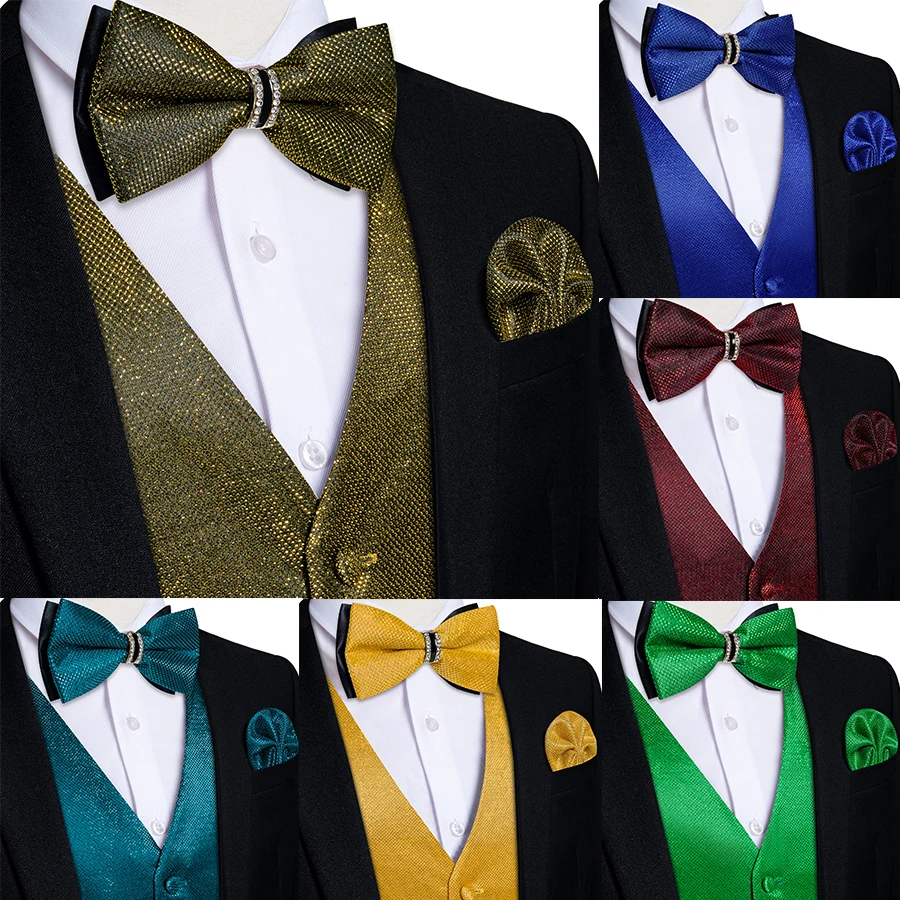 Fashion Sequin Men\'s Vest Solid Blue Green Yellow Red Shiny Tuxedo Waistcoat for Wedding Prom Glitter Sleeveless Jacket