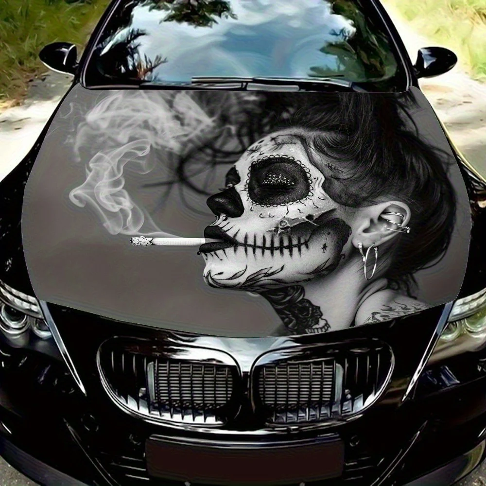 

Gothic Rebel Girl Car Hood Wrap - Durable PVC Decal, Universal Fit For Cars & Trucks, High-Quality Graphics, Automotive Decorati