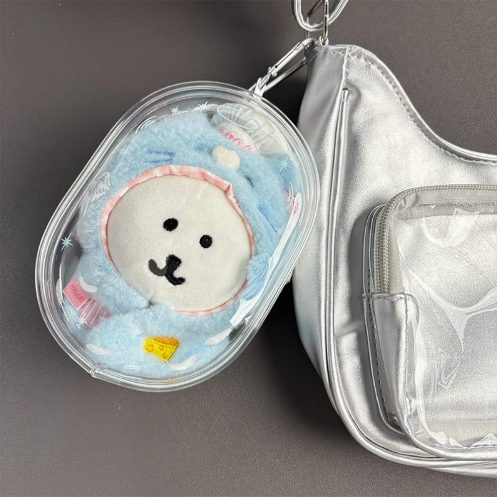 

Хлопковая овальная плюшевая сумка для хранения кукол, прозрачная коробка-органайзер из ПВХ, уличная витрина с брелоком, школьная сумка, подвеска