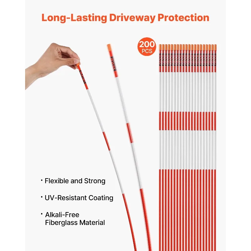 200 قطعة علامات درب عاكسة 1/4 بوصة ضياء 48 في عاكسات أوتاد الثلج برتقالية