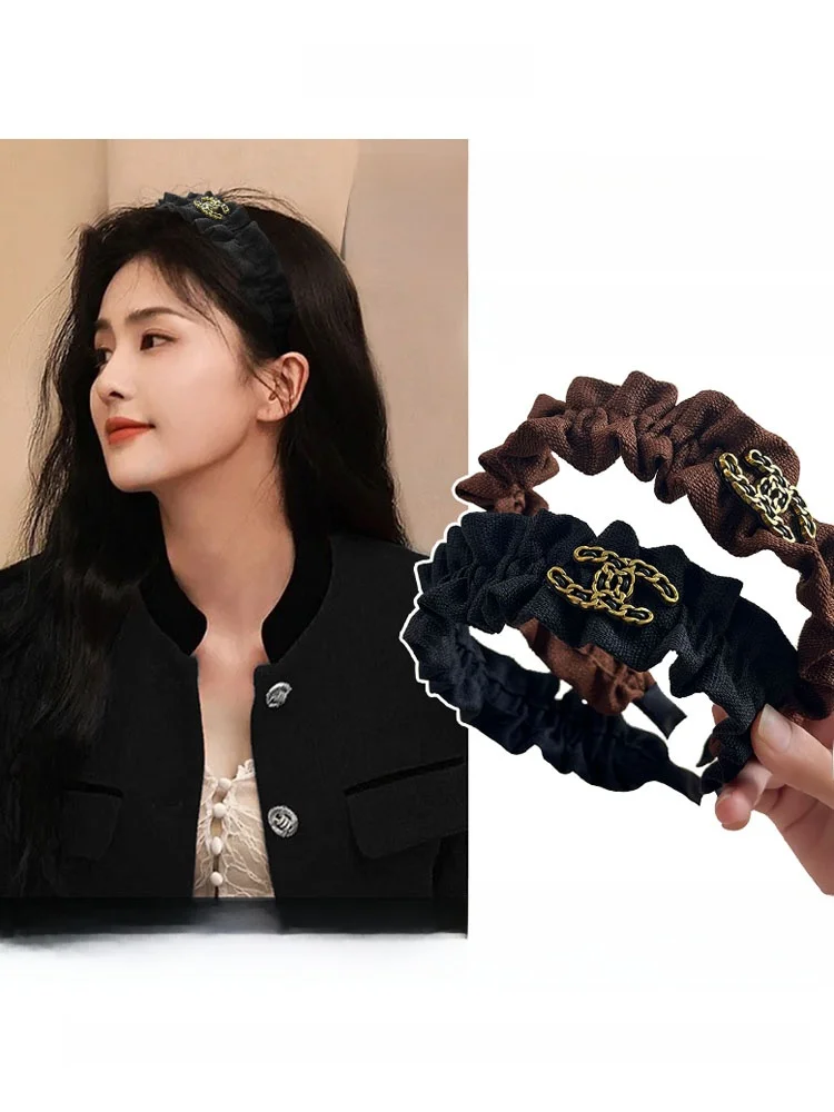 

Retro Pleated Hairband Women's High Hairline Wide Faionable Hair Accories Korean Sle Fre out New 2023