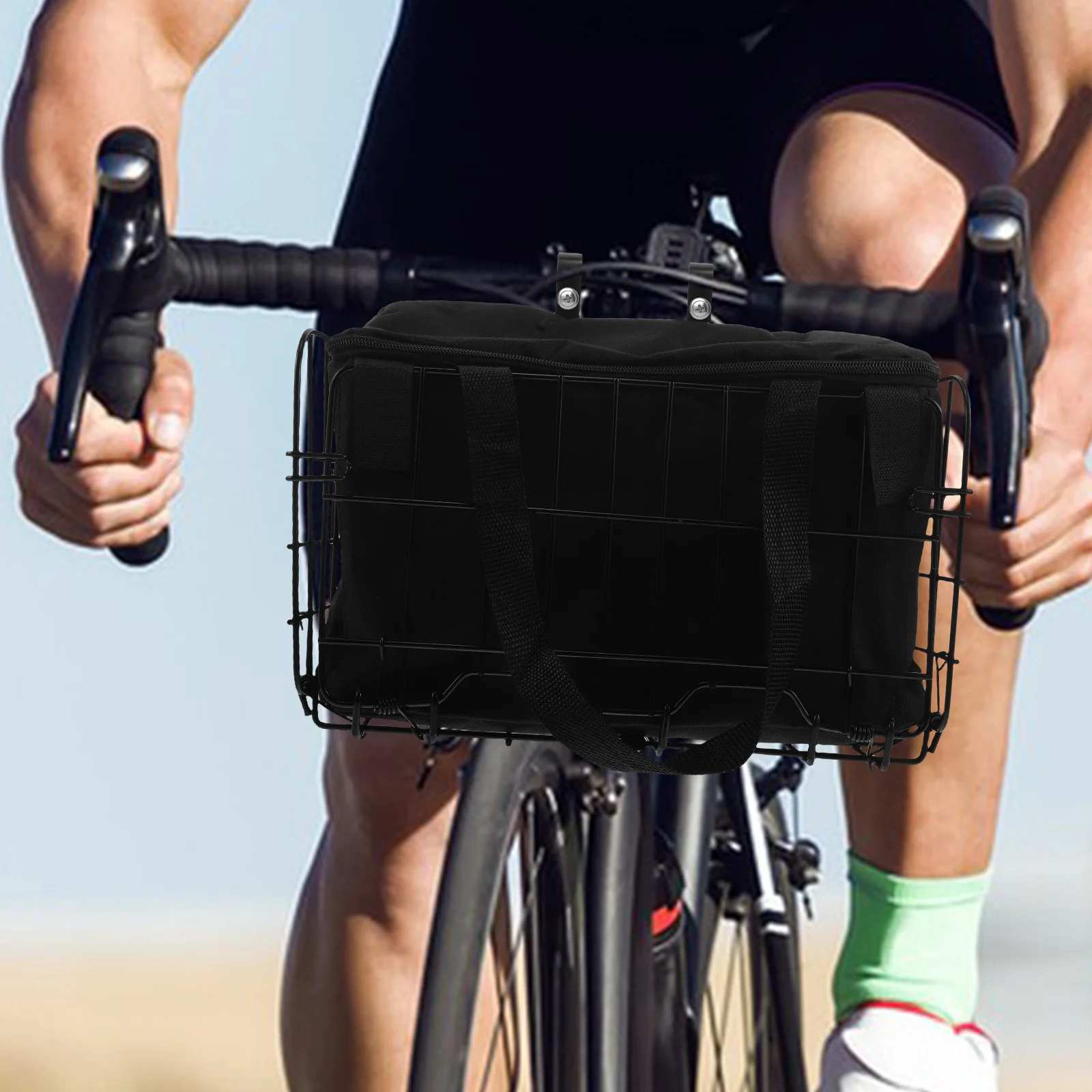 

Foldable Bike Basket Black Large Bicycle Front Basket Removable Liner Bag Mountain Rear Rack Cargo Holder for Electric Folding