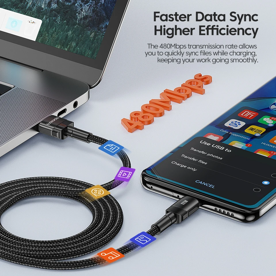 Cable Toocki 6A USB a tipo C para Huawei Xiaomi PD 100W carga rápida y datos para Samsung Oneplus 4