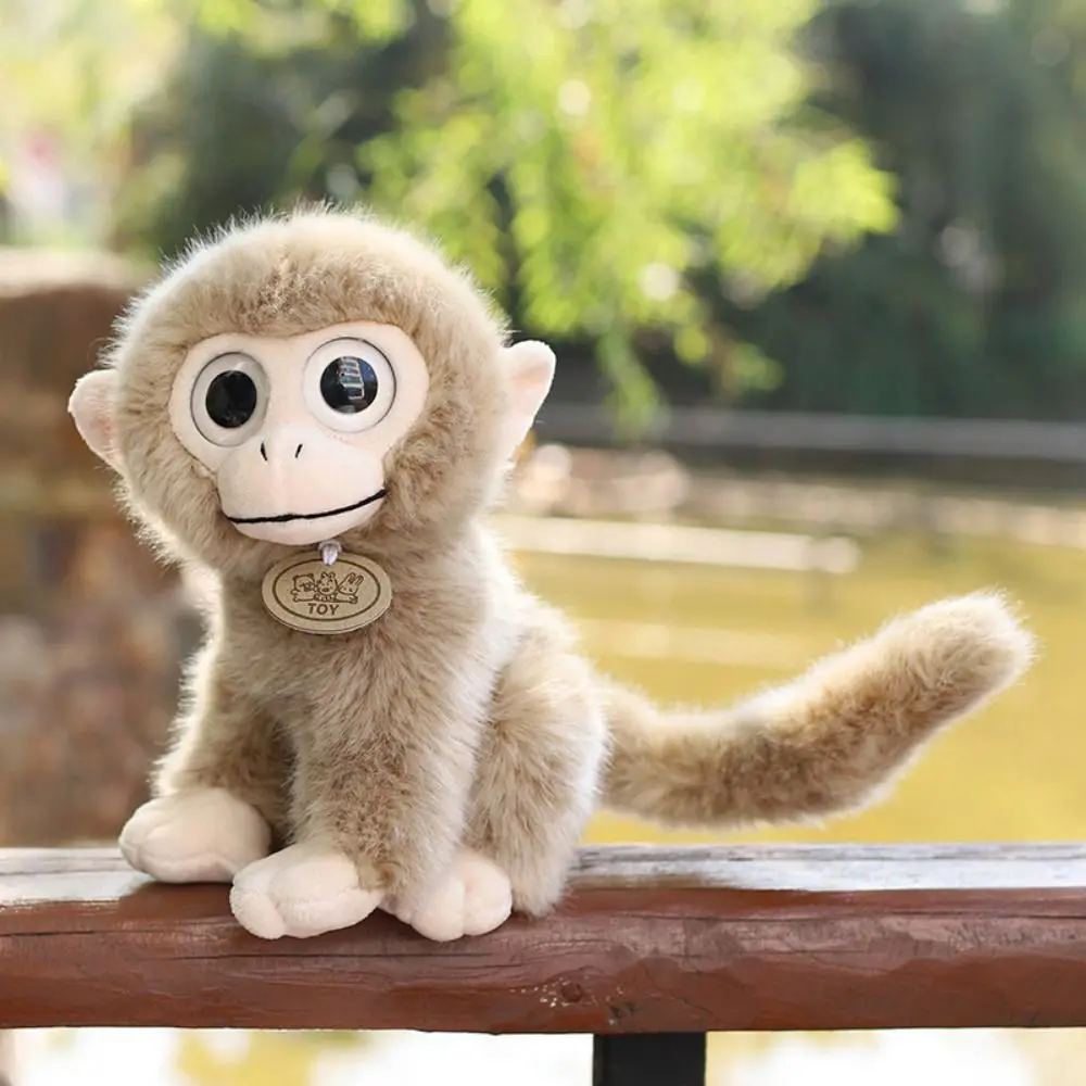 Peluche de singe aux grands yeux dorés, animal en peluche, poupée de singe brun, jouet de simulation, décoration de chambre, 17 cm, 30cm