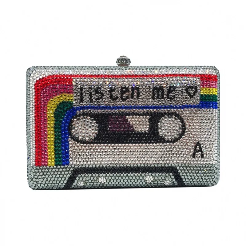 

16.5x10.5CM Retro Tape Tape Diamond Dinner Bag Set full-diamonded Crystal Bag Banquet Hand Women A7750