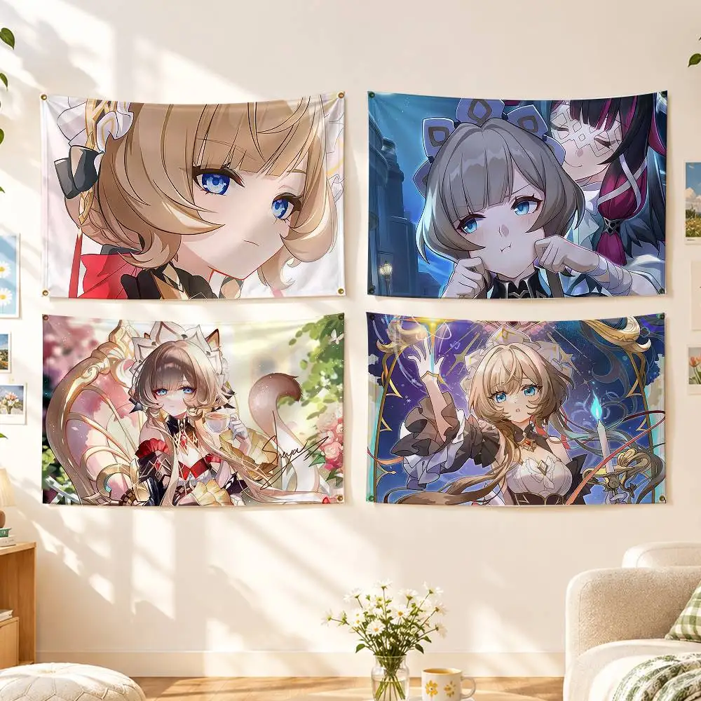 S-Sandrone Genshin Impact Flags Wall Hanging Background Art Banner for Bedroom Home Outdoor Decor
