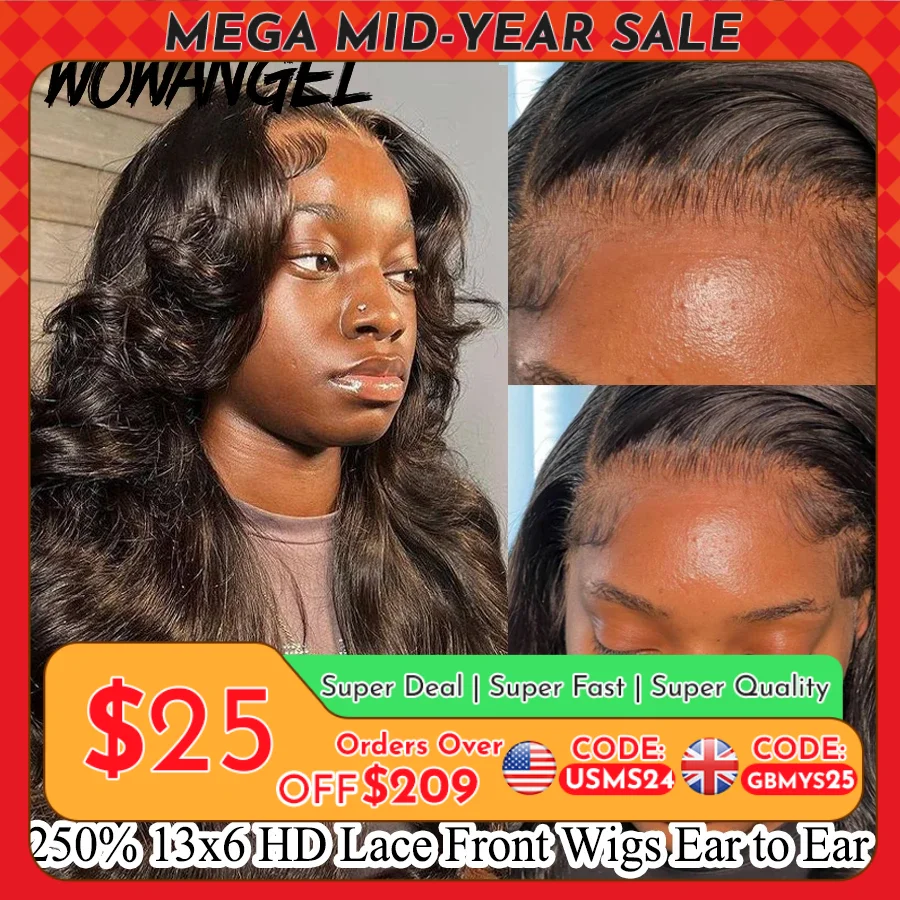 Wow Angel 250% 13x6 HD Lace Front Wig Swiss Lace Melt Skin  display picture 1