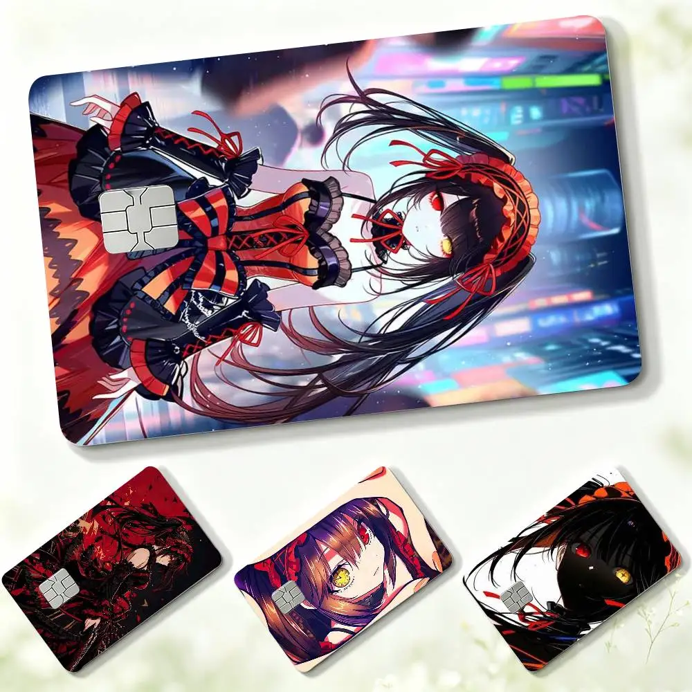 T-Tokisaki Kurumi Anime D-Date A Live  Credit Card HD Stickers Small Chip Waterproof Sticker Game Card Decal Gift