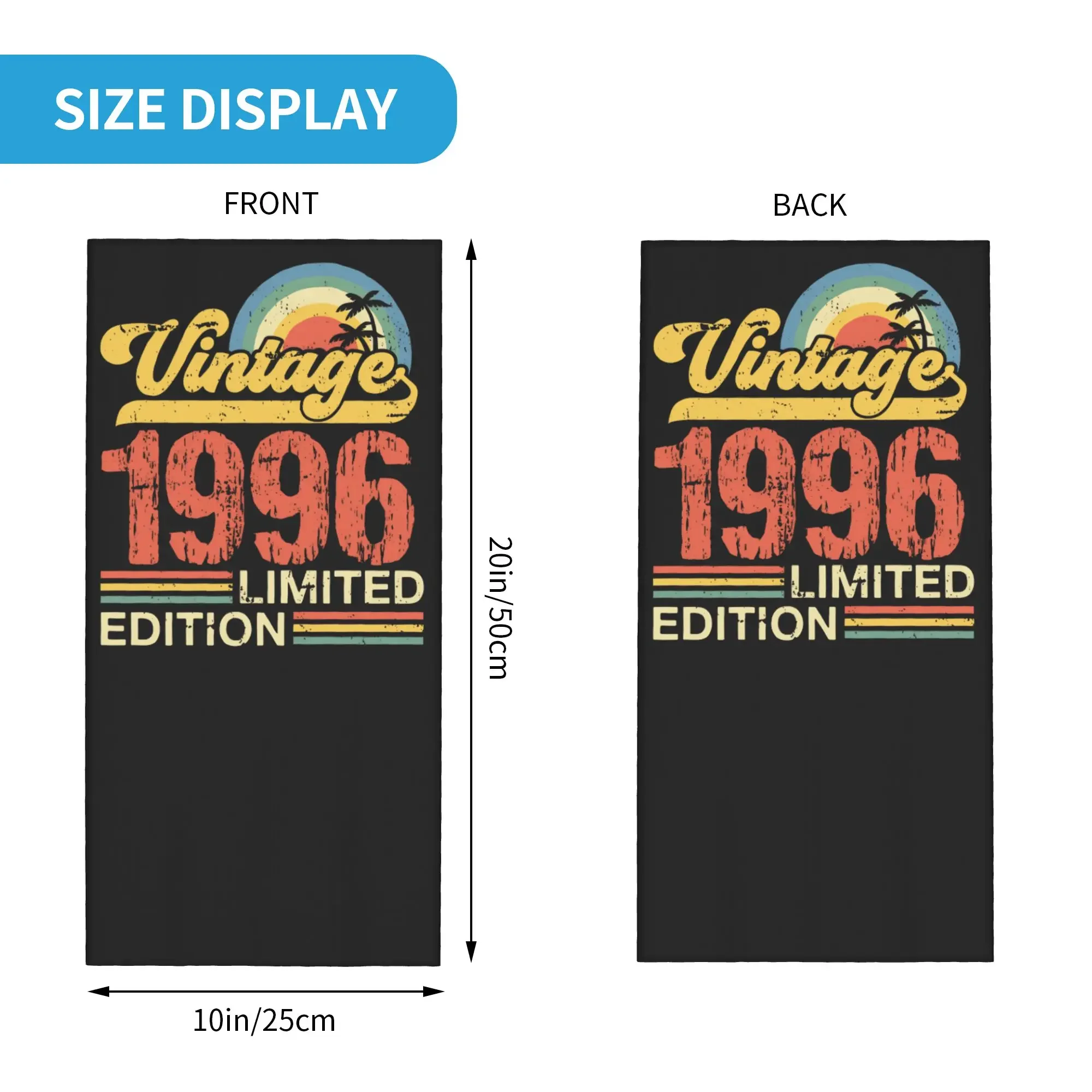New Unique Birthday Vintage 1996 Bandana Neck Cover Printed Limited Edition Balaclavas Wrap Scarf Multi-use Headwear Riding Adul