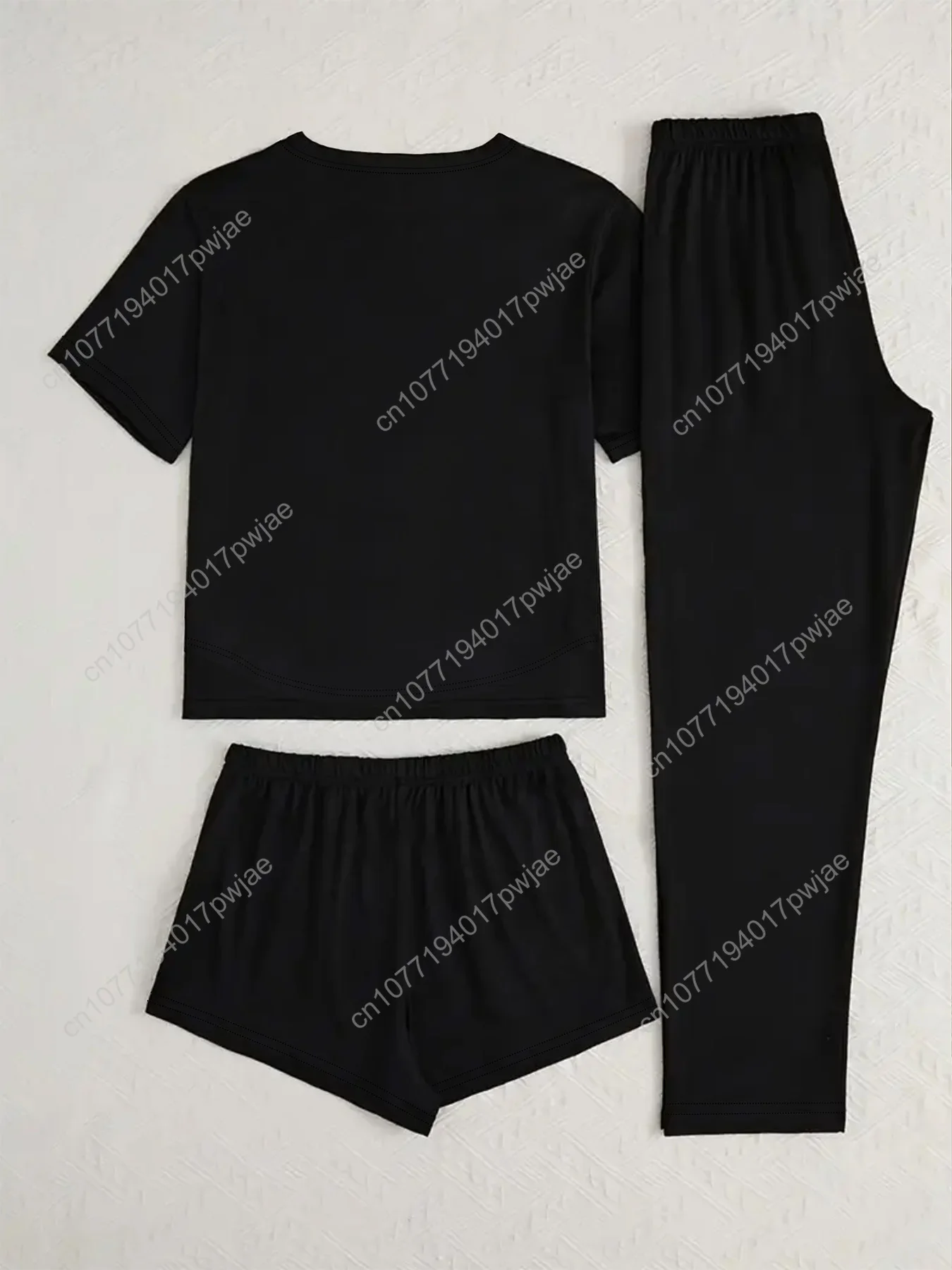 Conjunto de pijama con estampado de hojas y papel rodante de 3 piezas para mujer, ropa de dormir con diseño de hojaldre, paso y enchufe, conjunto de salón 100% con noche de hojas a juego