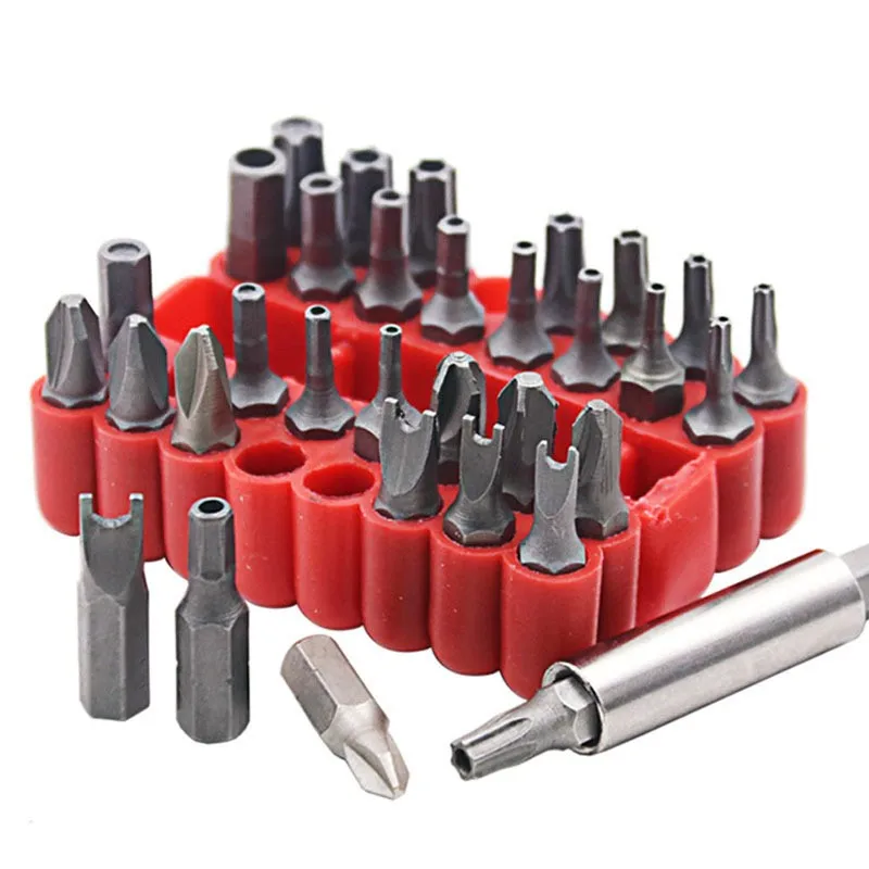 Security Tamper Proof Bit Set 33pcs Torq Torx Hex Star Spanner Tri Wing Electric Screwdrive 1/4