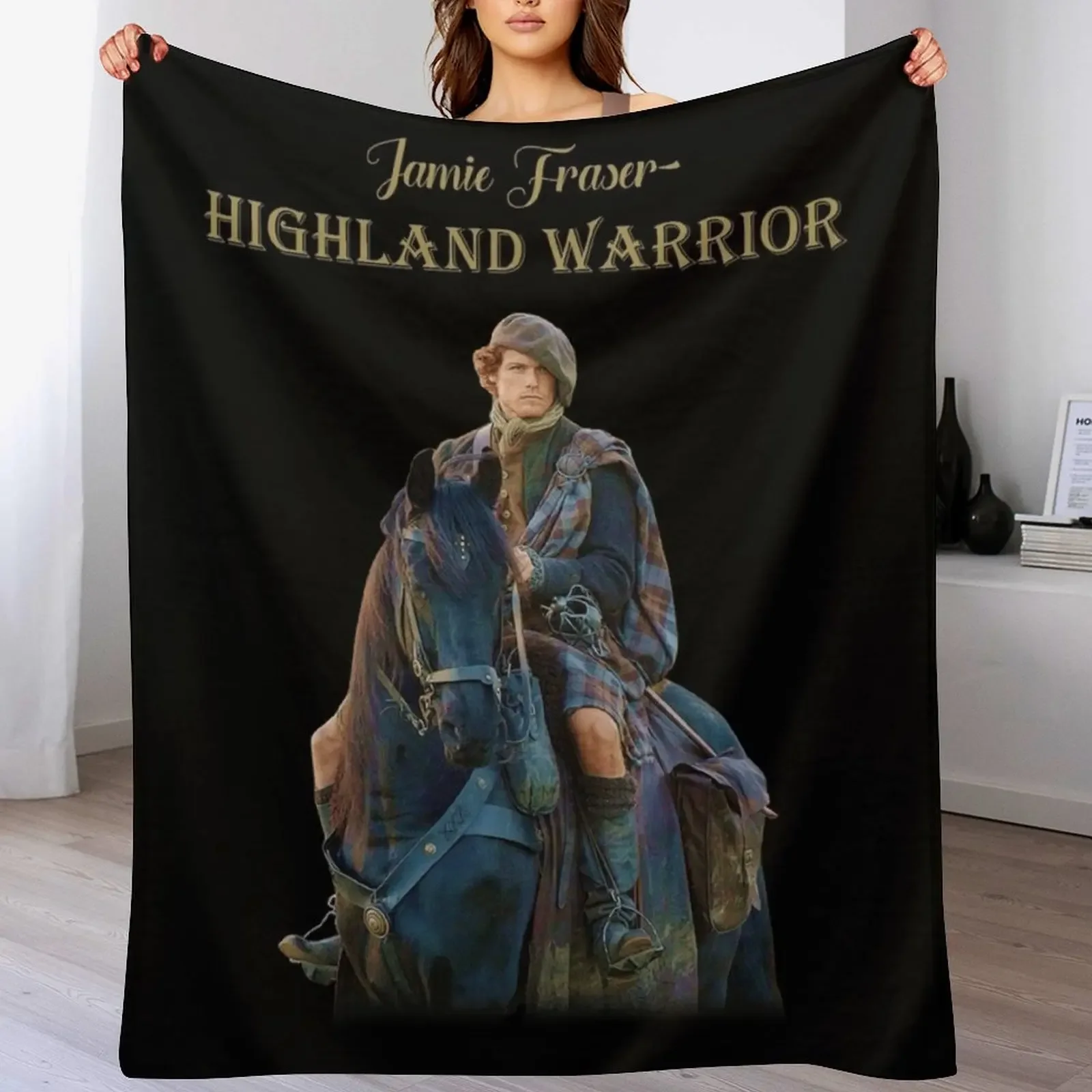 Jamie Fraser Highland Warrior Throw Blanket Flannel manga Blankets