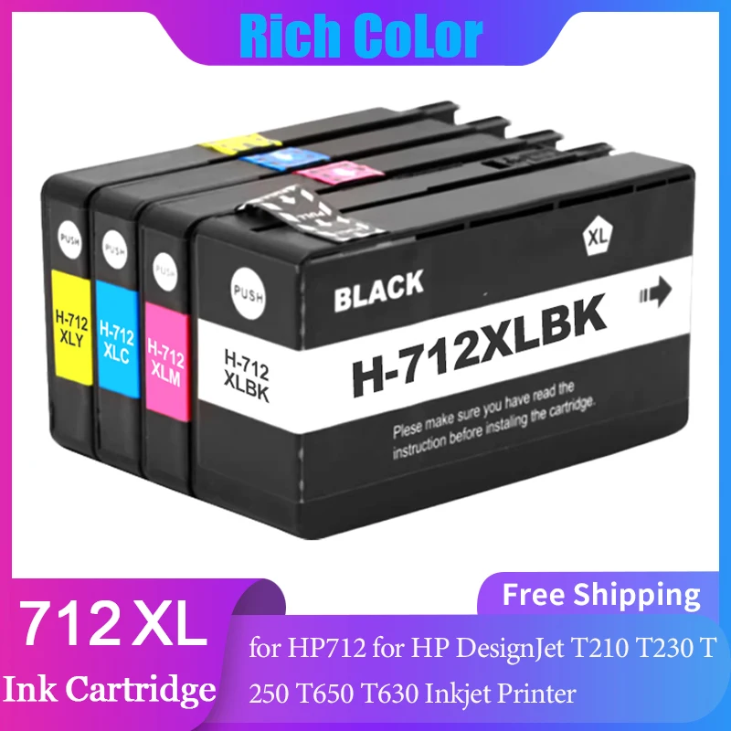 

712 XL 712XL Ink Cartridge 3ED71A 3ED67A Compatible for HP712 for HP DesignJet T210 T230 T250 T650 T630 Inkjet Printer