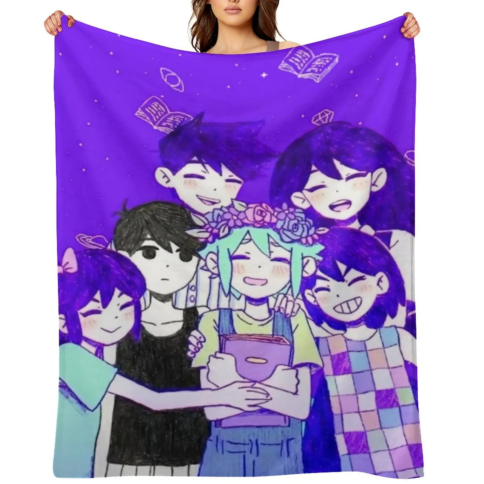 

Omori and Friends Throw Blanket Camping Plaid For Sofa Thin Furrys Blankets