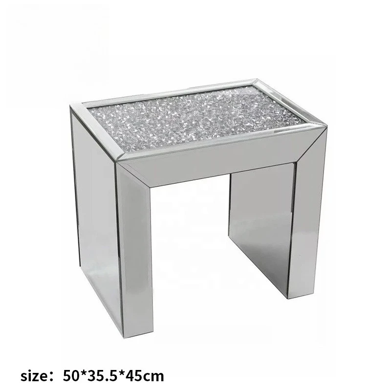 

European mirror glass furniture modern simple small apartment table set combination sprinkling diamonds Internet