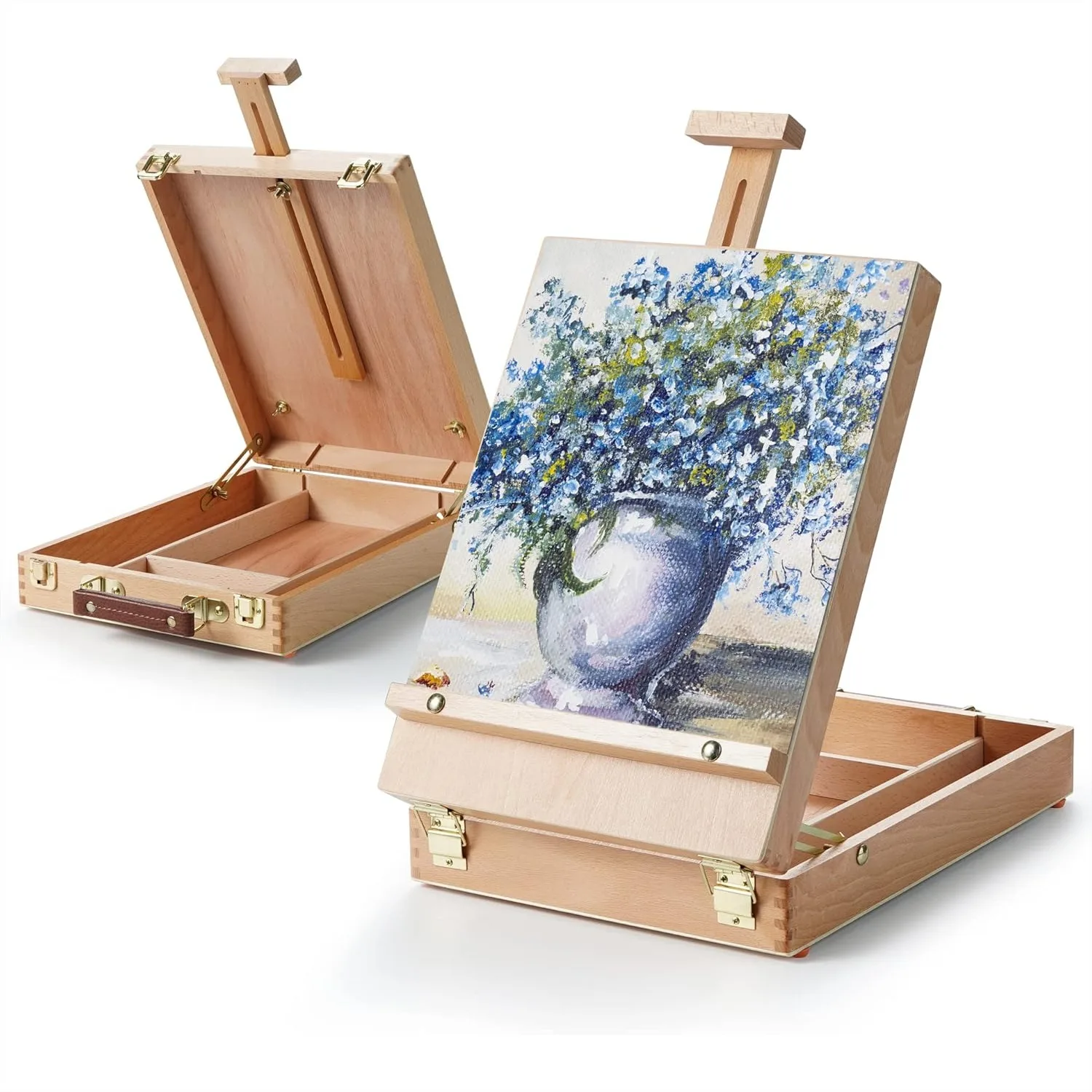 

Adjustable Beechwood Tabletop Painting Easel with Storage Box for Artists