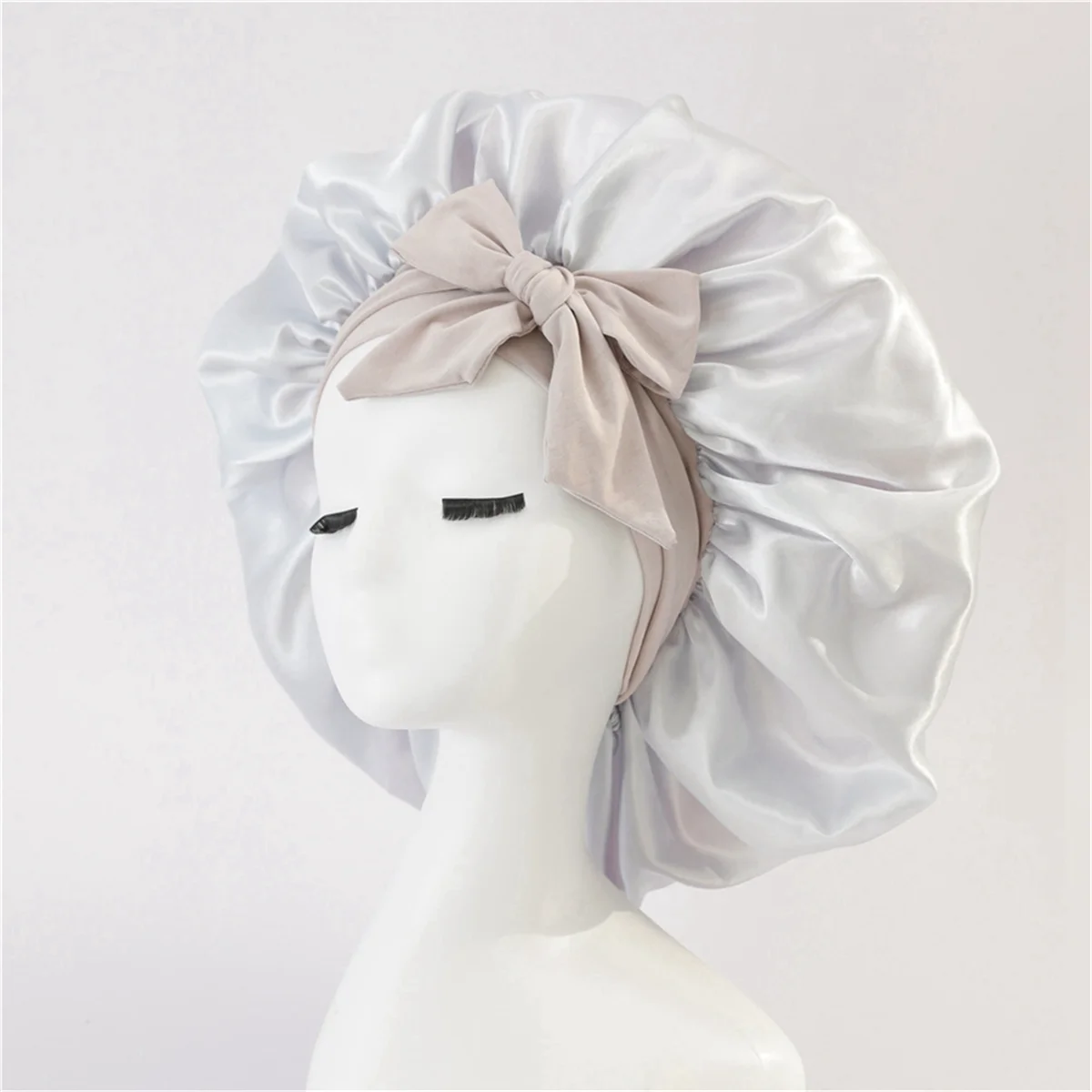 Women Hat Night Sleeping Shower Cap High Elastic Hair Bonnet Hat Head Cover Hair Care Bonnet Nightcap Coffee